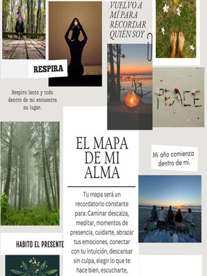 Materiales para crear un vision board consciente: papel, recortes y elementos de intención